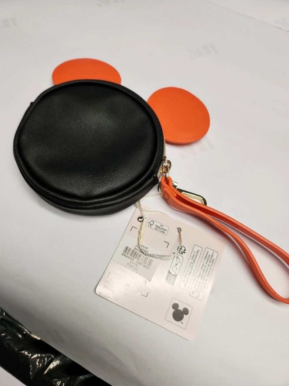 Primark Disney Mickey Mouse Pumpkin Bag Charm Coin Bag Wristlet Orange & Black - Picture 3 of 4